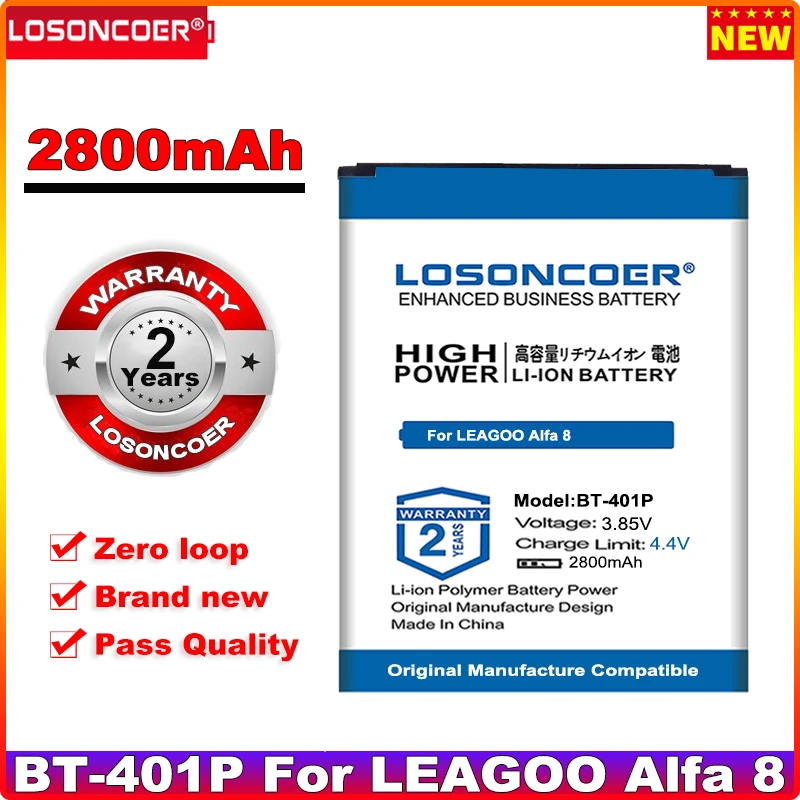 LOSONCOER 0 цикл 100% новый 2800 мАч BT 401P батарея для LEAGOO Alfa 8 Alfa8 в наличии|Аккумуляторы