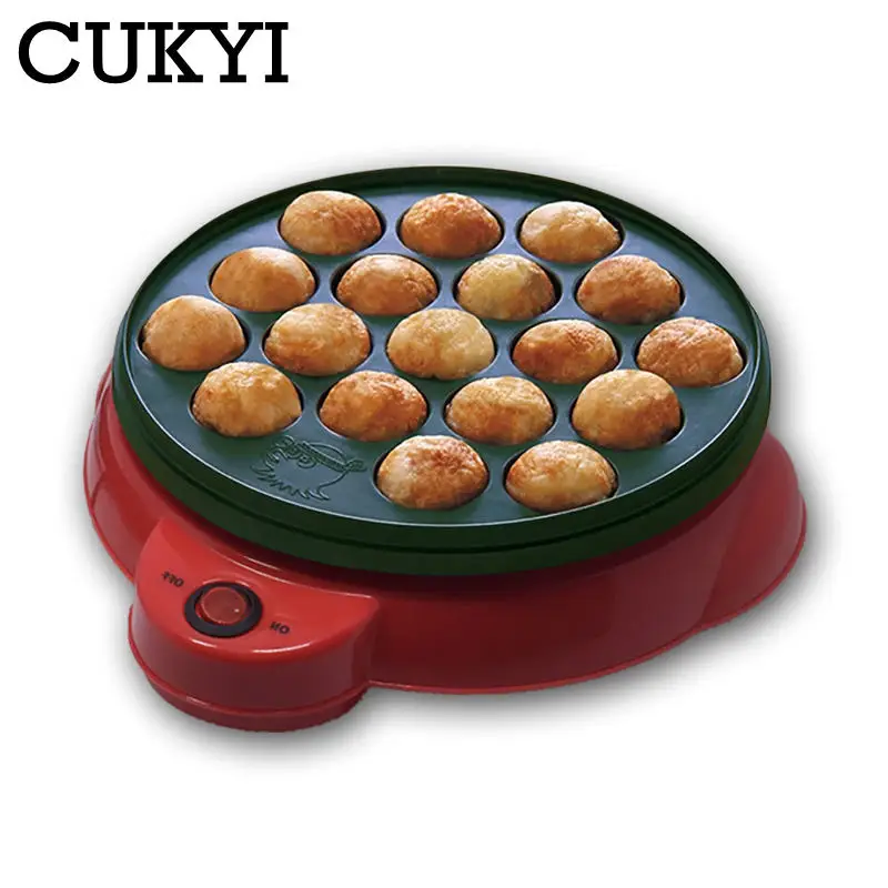 CUKYI Electric Takoyaki Octopus Ball Baking Machine Maruko   Maker with 18 holes grill pan Professional Cooking Tools 110V 220V
