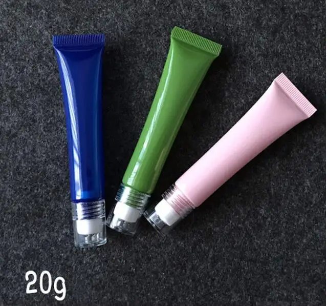 10 шт./лот 20 г пустая пластиковая Косметическая Мягкая трубка с 3 шариками роликами