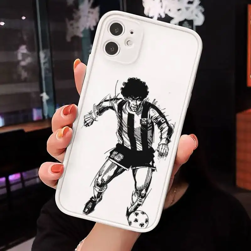 

caetoon Maradona football star luxury Phone Cases fundamatte transparent For iphone 7 8 11 12 plus mini x xs xr pro max cover