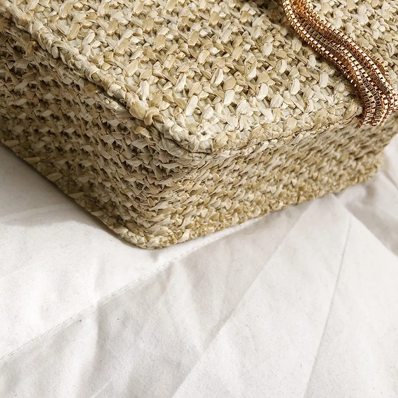

4Styles New Fashion Hexagon Straw+Pu Leather Handbags Women Rattan Bag Handmade Woven City Jogging Bag