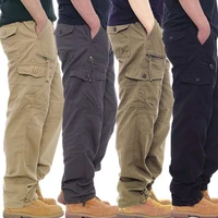 mens cotton casual military cargo pants overalls tactical pants male multi pockets army straight slacks baggy long trousers