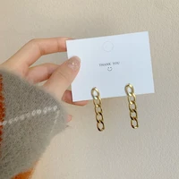 punk earrings 2021 new style gold silver color chain tassel drop earrings for women metallic geometric clip on earring jewelry