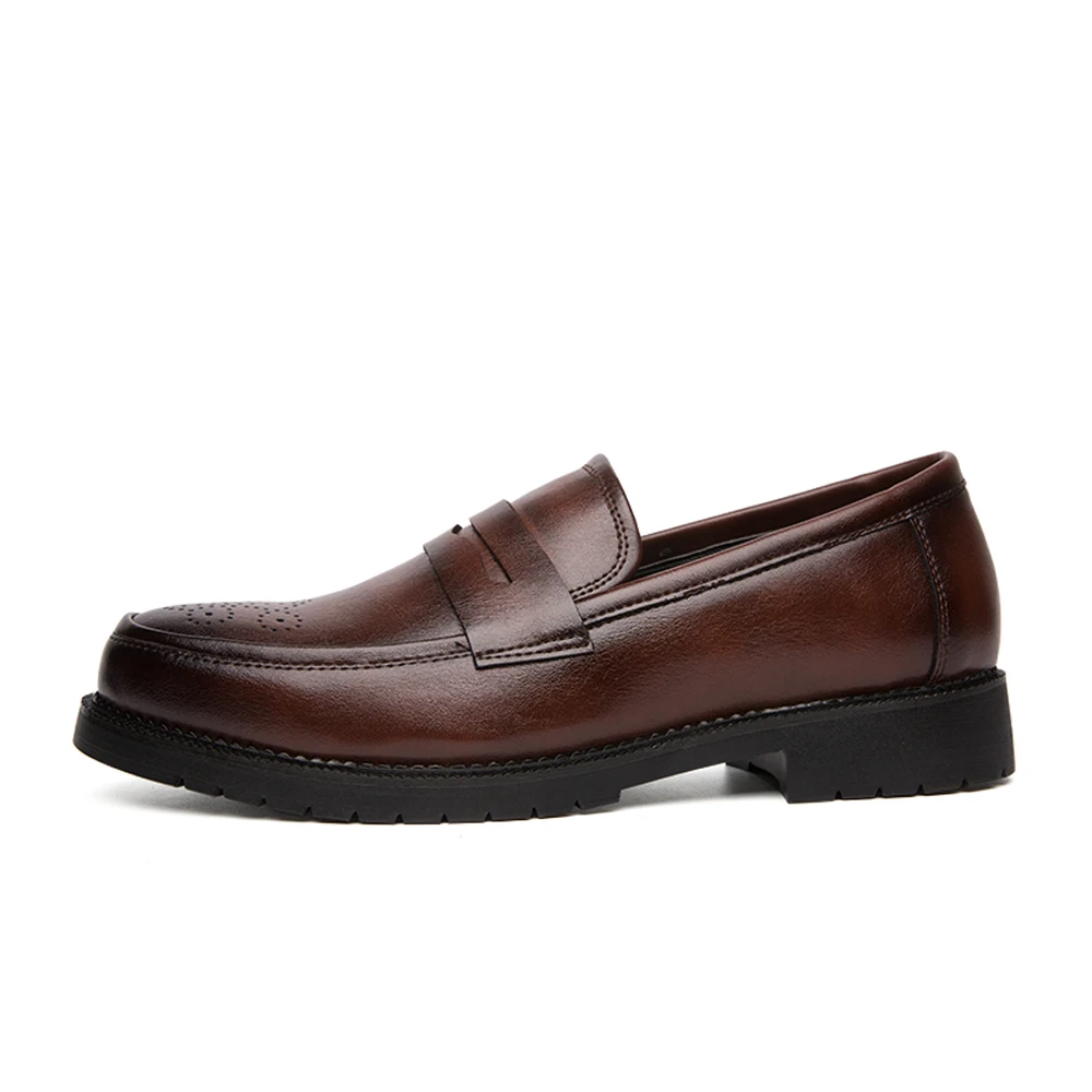 

Luxury Men Loafers Shoes Genuine Leather Penny Slip On Pointed Toe Black Office Wedding Dress Summer Casual Business Shoes Men