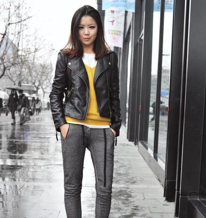 

Autumn Women's Faux Leather Jacket Red Black Short Pu Leather Jacket Coat Jacket for Women Motorcyclist Top Outerwear Plus Size
