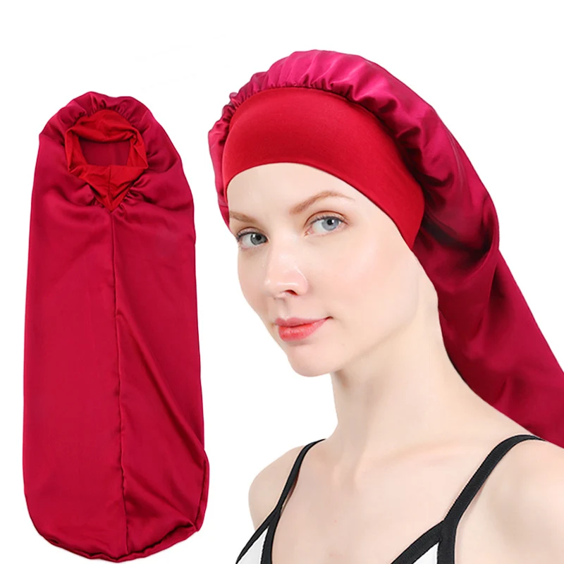 Новая эластичная Атласная шапочка с широкими краями длинная для волос женская