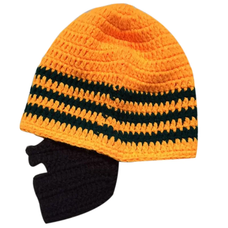 Новая модная вязаная шапка в стиле панк крючком с усами теплая зимняя маска для