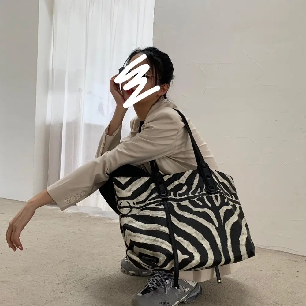 Новые модные женские сумки zebra мягкая сумка для покупок из искусственной кожи