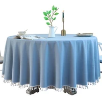 nordic lace round tablecloth household cotton and linen solid color dust proof table mat tablecloth