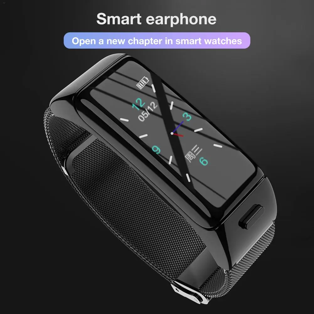 Wireless Earphones Bluetooth Pedometer Headset 2 In 1 Heart Rate Monitor Step Counter Sports Smart Bracelet Health Watch