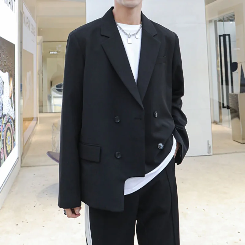 Мужской ассиметричный Двубортный повседневный костюм мужской пиджак Япония