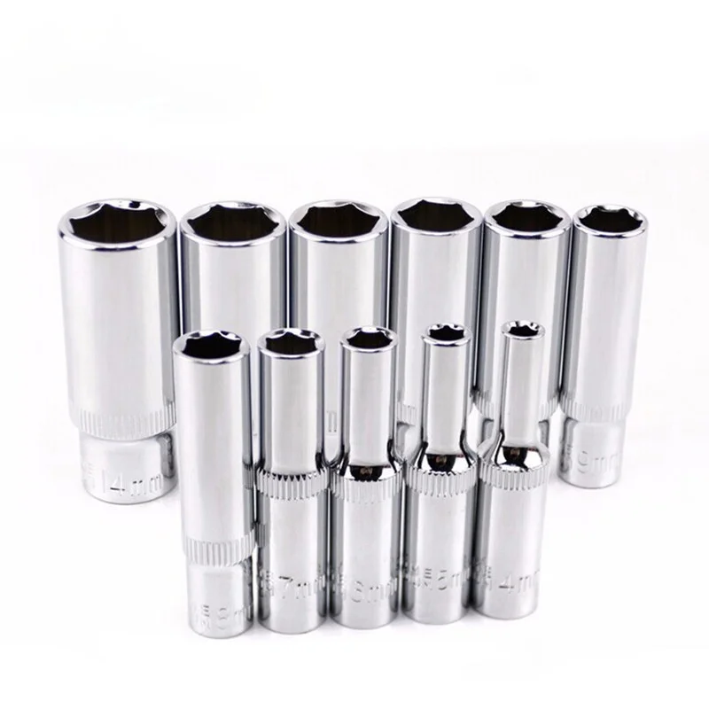 

11PCS 1/4" Drive Deep Socket Set CRV Hand Tools 6 Point Long Socket Hex Repair Tool
