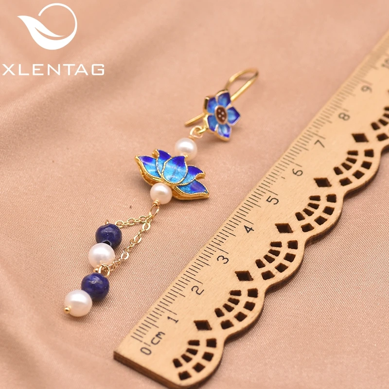 

Xlenag Natural Freshwater Rare Blue Lotus Beads Tassel Pendant Earrings Women Birthday Party Cute Exquisite Gift Jewelry GE0975