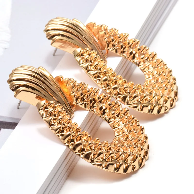 Оптовая продажа золотые металлические висячие серьги в форме ананаса Висячие