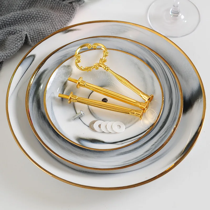 Европейские мраморные керамические 2/3 Слоя Тарелки Свадьба День рождения фрукты