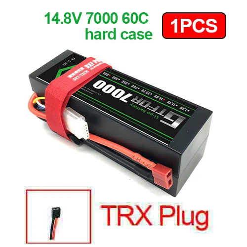 1PCS TRX Plug DXF Батарея lipo 4S 2s 7,4 v 14,8 V 5200 мА/ч, 7000 mah литий-полимерный Батарея для RC Батарея LiPo 45c 60C для RC Buggy Crawler Monster Truck - Цвет: 1PCS TRX Plug