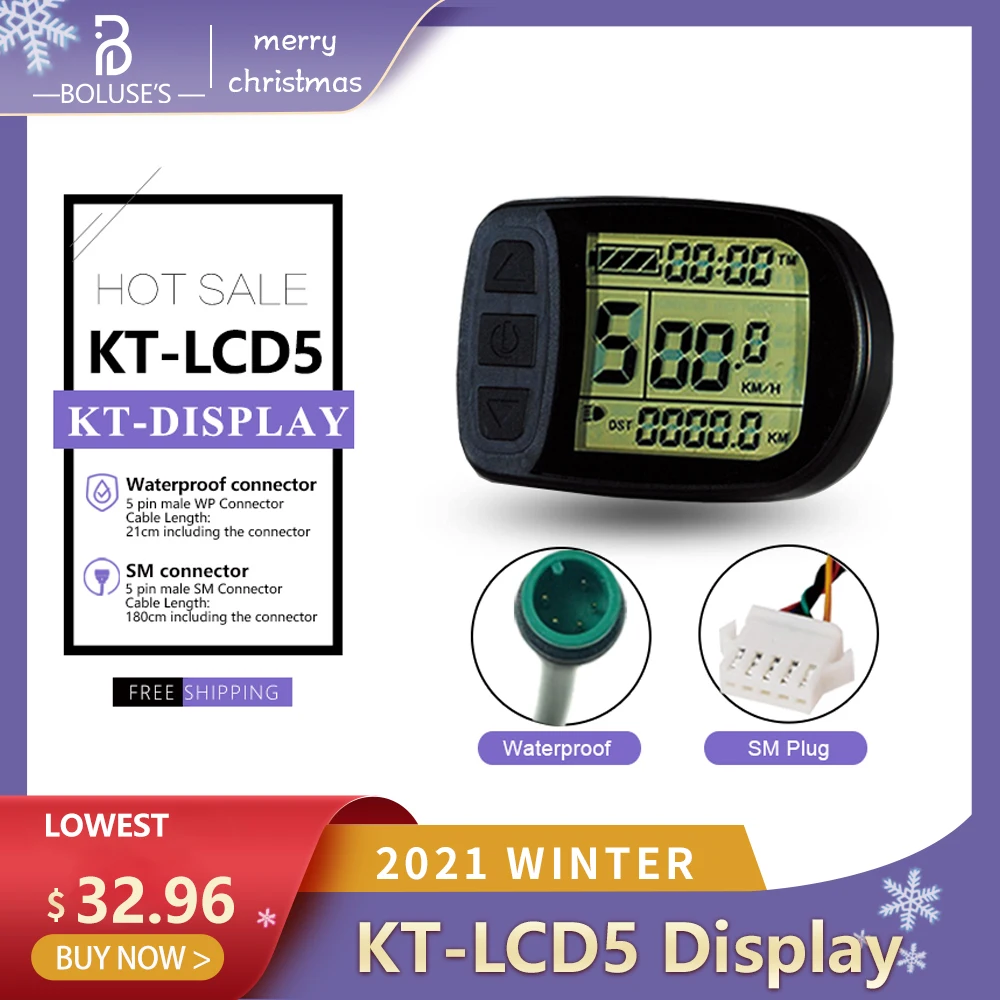 

Electric Bike Display KT-LCD5 Display 36V 48V 72V With SM Waterproof Plug Match KT Controller For Hub Motor Kit ebike Parts
