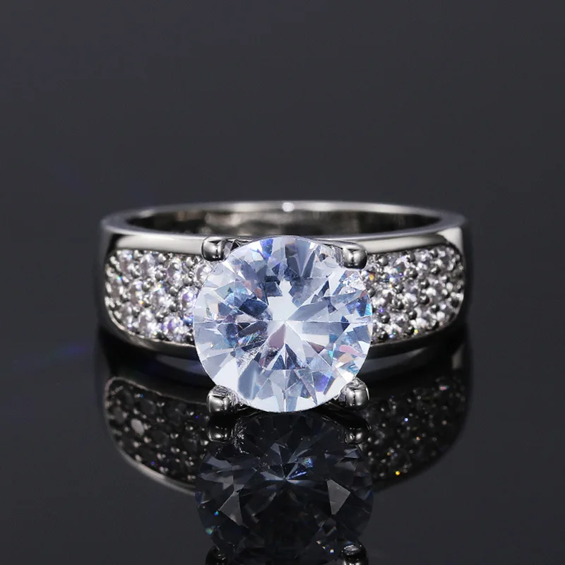 

Luxury Wedding Women's Rings Delicate Prong Setting Big Shiny White Zircon Finger Rings for Women Anniversary Gift Jewelry