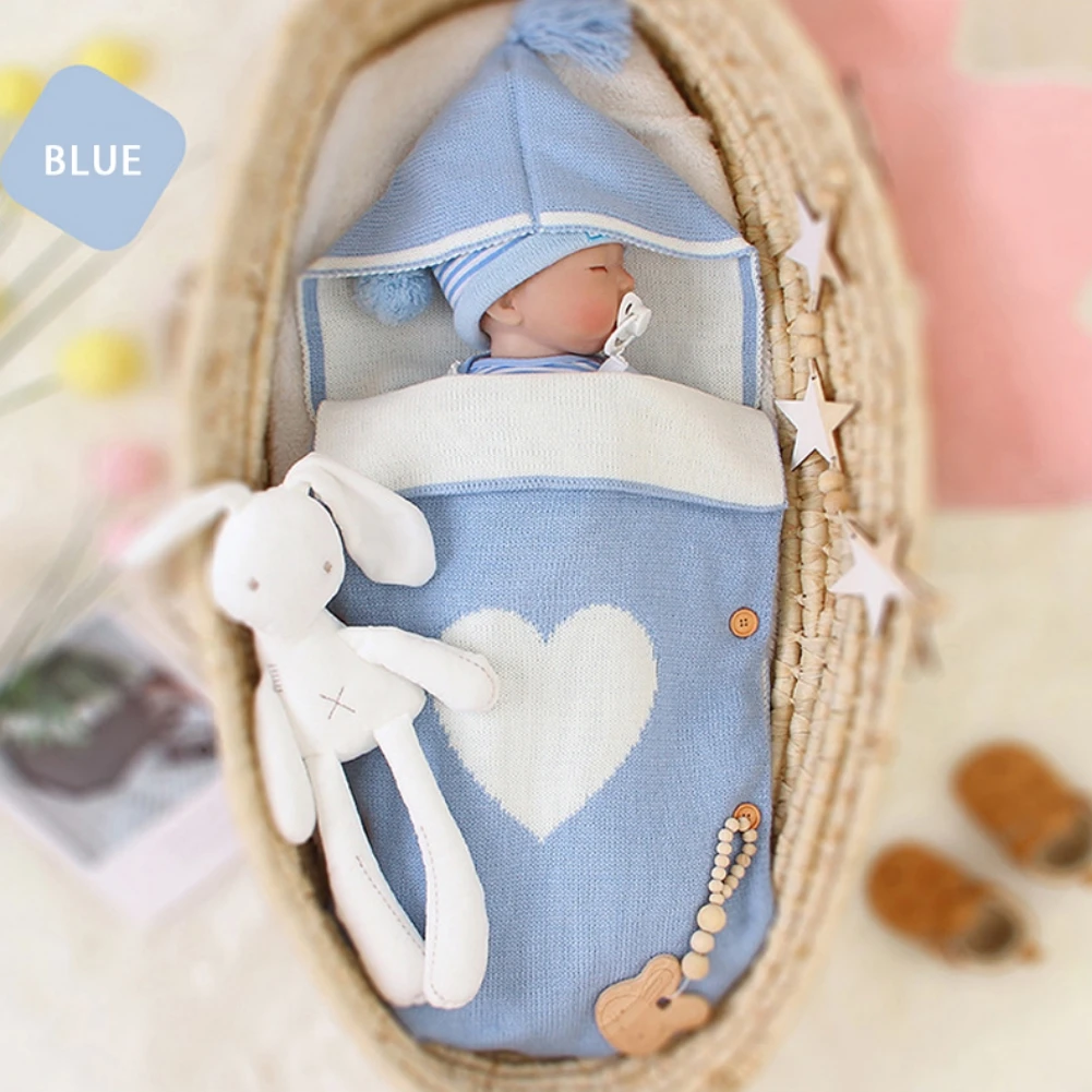 

Теплое детское одеяло, вязаное Пеленальное Одеяло для новорожденных, мягкий хлопковый конверт для ног, коляска, детский спальный мешок, акс...