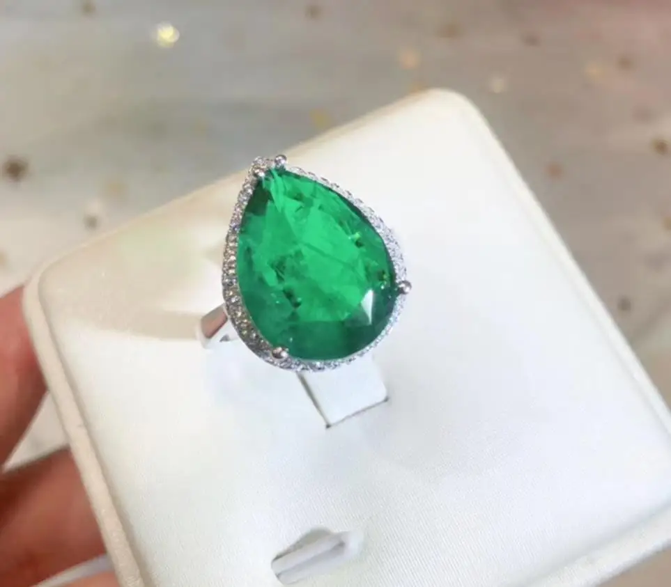 925 стерлингового серебра натуральный зеленый камень каплевидные Серебряное