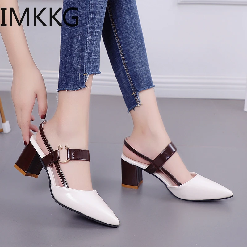 Новинка весенне-осенние привлекательные грубые босоножки на высоком каблуке