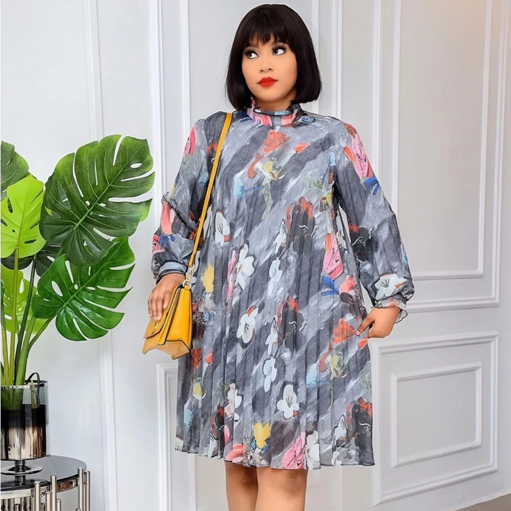 

Африканское платье, африканские платья для женщин, африканская одежда, плиссированное платье миди, Дашики, женское элегантное офисное плат...