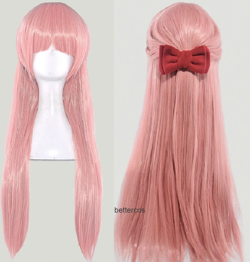 

75cm Wotaku ni Koi wa Muzukashii Otaku Momose Narumi Cosplay Wigs Long Orange Pink Synthetic Hair Wig + Wig Cap+ Bow Hairpin