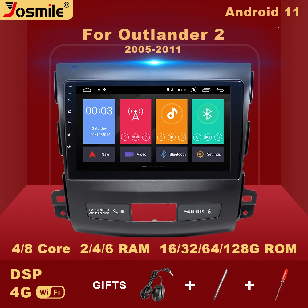 

2 din Android 11 Car Multimedia Radio For Mitsubishi Outlander xl 2 CW0W 2005-2011For Peugeot 4007For Citroen C-Crosser2007-2013