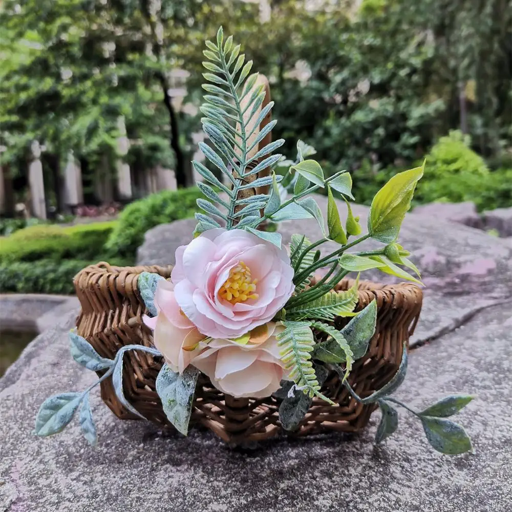 

Vine Rose Wedding Basket Flower Girl Basket Ceremony Wedding Decoration Flower Basket Storage Flower Girl Basket Container