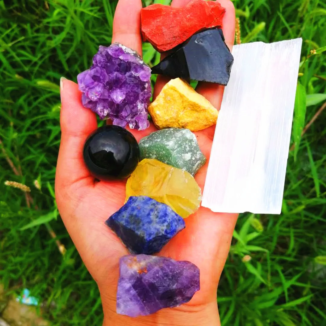 Натуральный хрустальный камень семейная Подарочная коробка набор из грубого