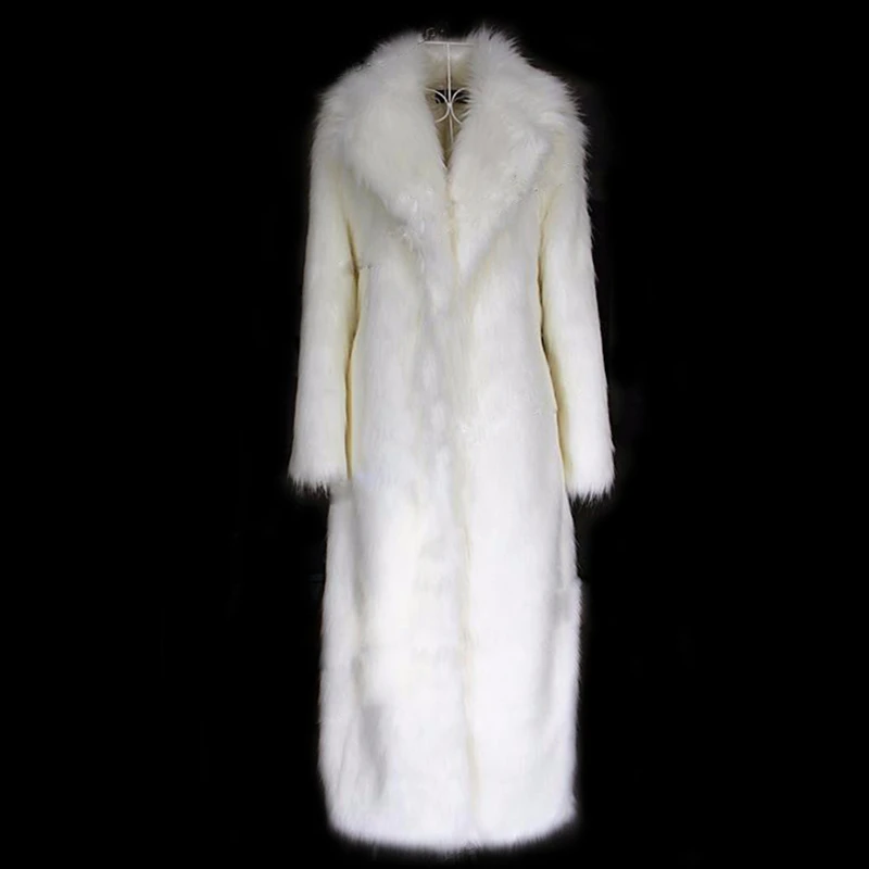 

lady elegant White over long faux fur coat women luxury domineering coat elegant Queen faux fox fur jacket women solid long fur