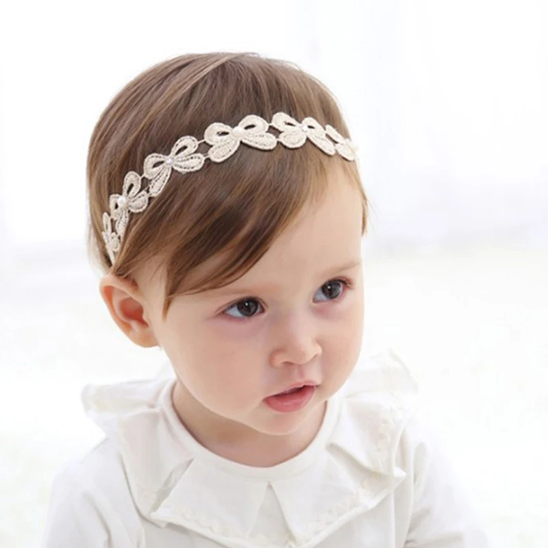 Обруч для волос маленьких девочек Кружевная лента принцессы с жемчугом