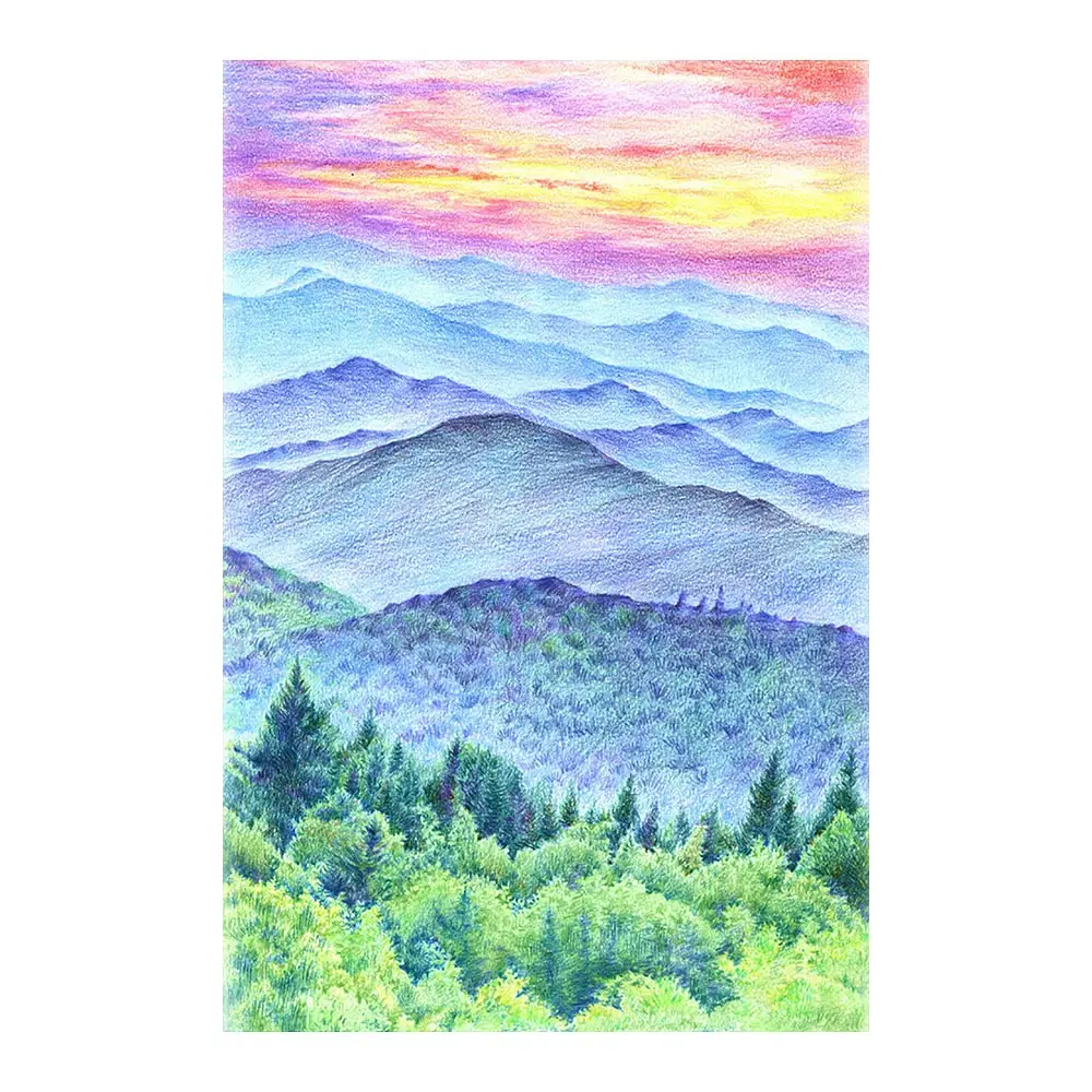 

Colorful sunset mountain forest Diamond Painting Round Full Drill Scenic Nouveaute DIY Mosaic Embroidery 5D Cross Stitch gifts