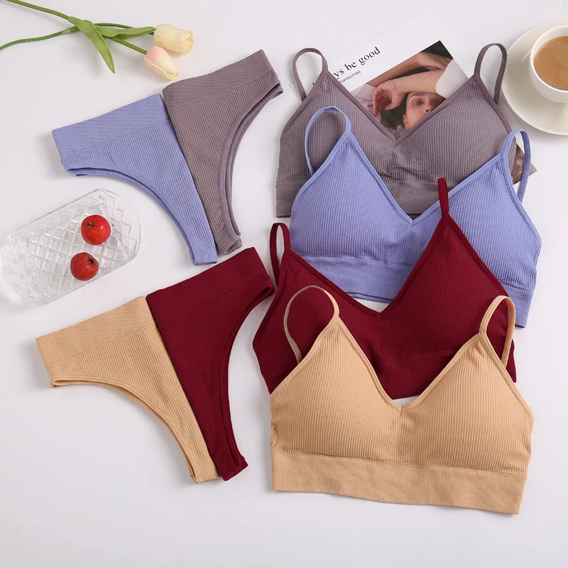 

Summer New Pure Cotton Plus Size Bra Set Women Red Sexy Seamless Lady Underwear Solid Thin Bra and Panty Set Women
