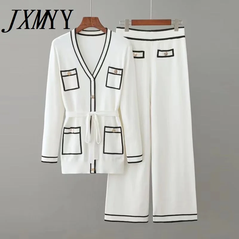 Женский трикотажный костюм JXMYY кардиган средней длины с длинным рукавом и