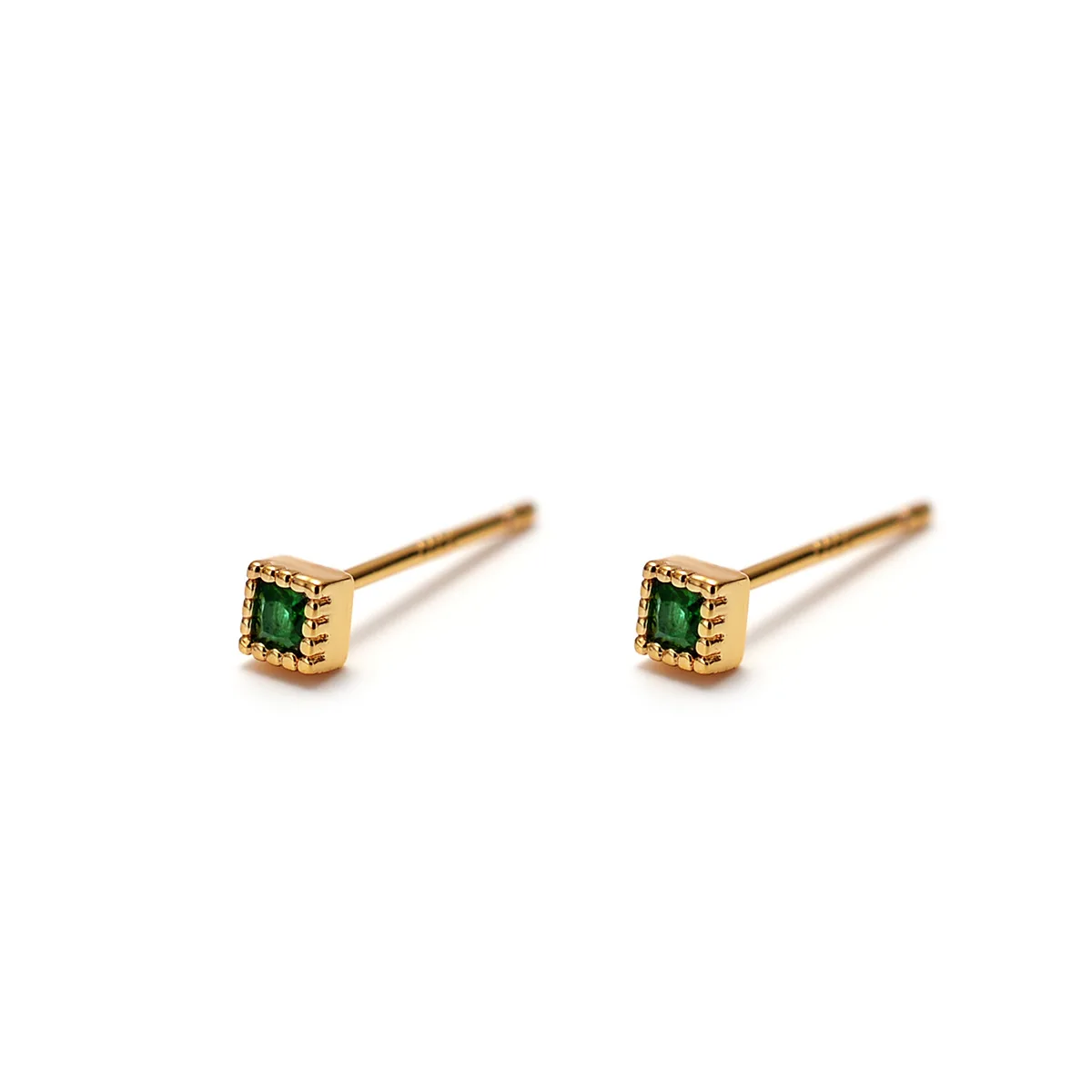 

Korean Personality Simple Design Small Square Rhinestone Women Stud Earrings Fashion Retro CZ Green Zircon Lady Party Jewelry