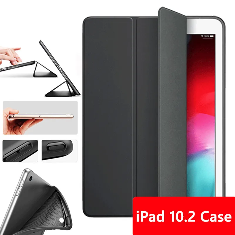 For iPad 10.2 Case 2019 Funda Silicone Soft Back Slim Magnetic Stand Smart PU Leather for 7th generation Case+Stylus | Компьютеры и