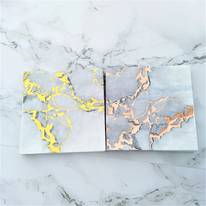 200 шт. розовый золотой мраморный дизайн настольные салфетки бумажные одноразовые