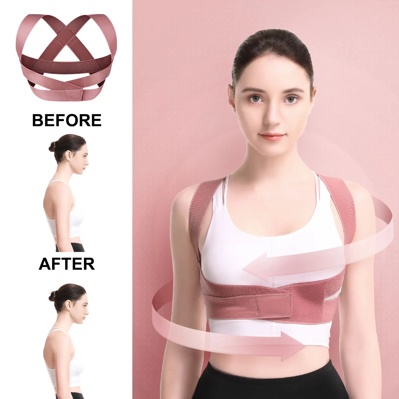 

Adjustable Posture Trainer Smart Posture Corrector Upper Back Brace Support Straightener For Men And Women Pain Relief