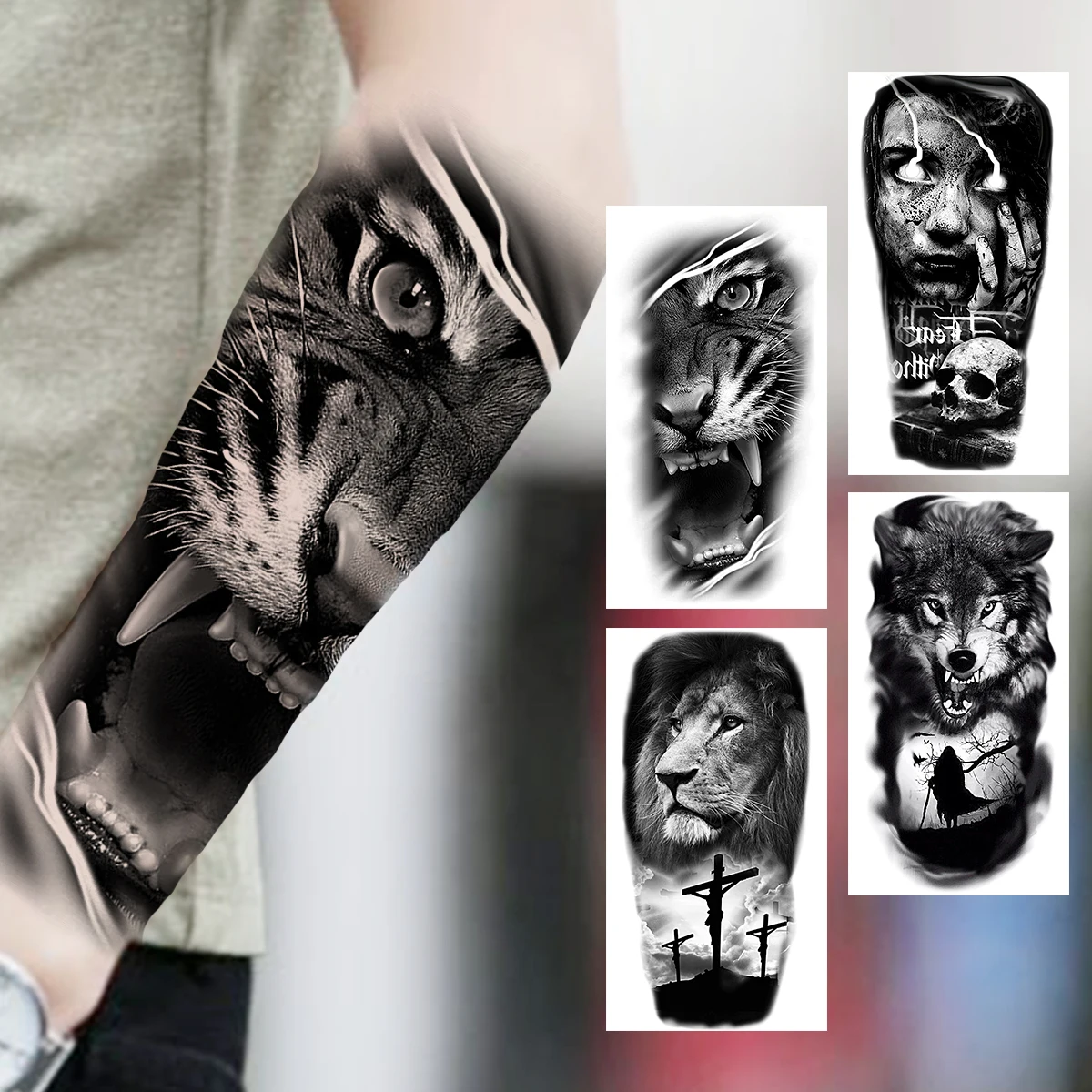 Временные татуировки с реалистичным тигром для мужчин женщин и Реалистичная