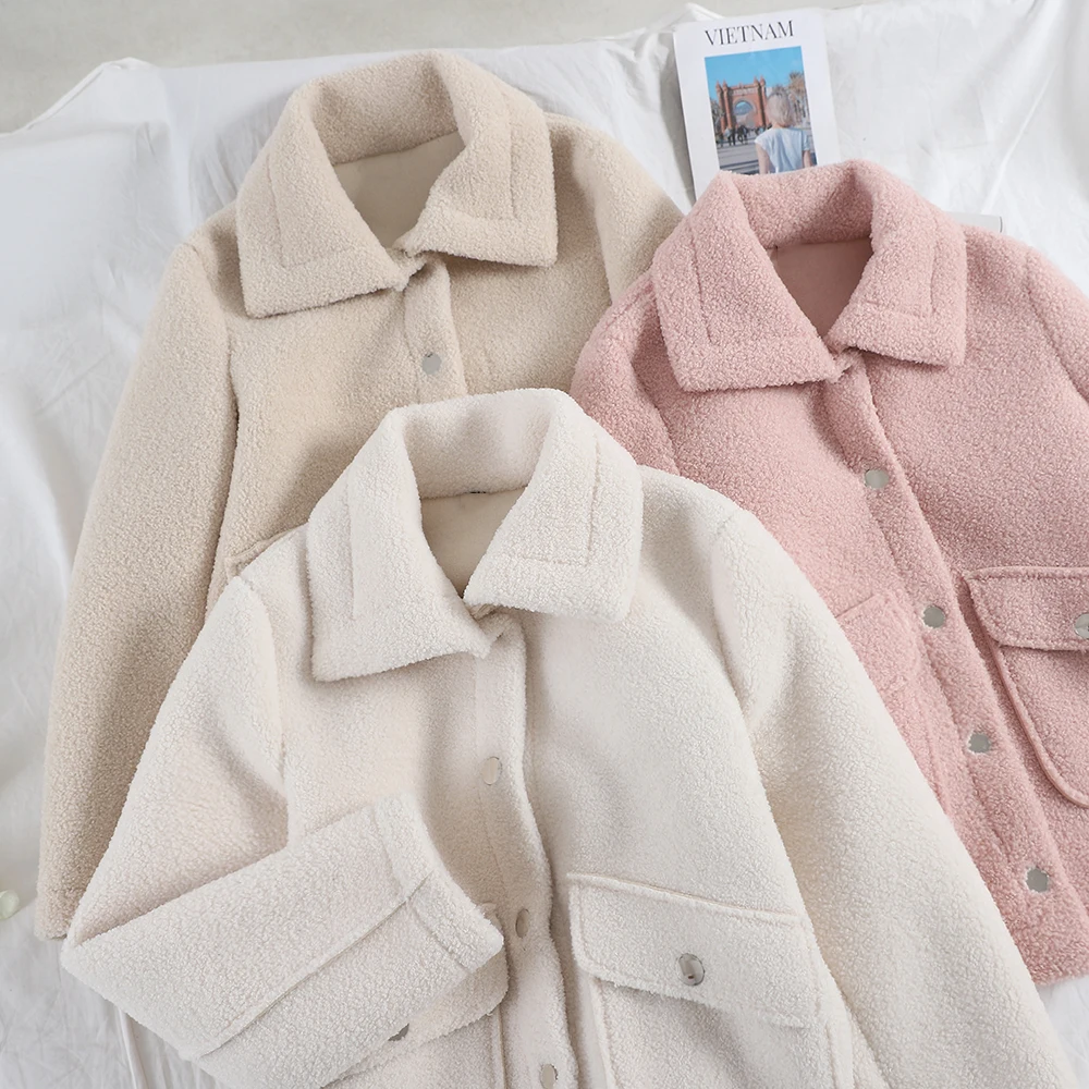 SINGRAIN зимнее женское плотное флисовое пальто свободная теплая верхняя одежда с