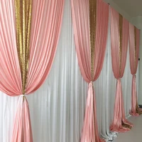 2020 august new arrival white curtain blush pink ice silk gold sequin drape backdrop wedding birthday party decoration