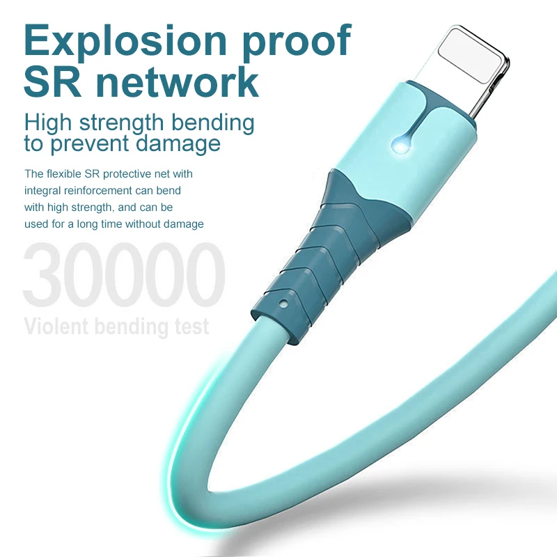 Кабель USB 8 Pin 5 А для iPhone 13 12 Mini Pro Max X XR 11 XS 7 6s из жидкого силикона кабель зарядки и