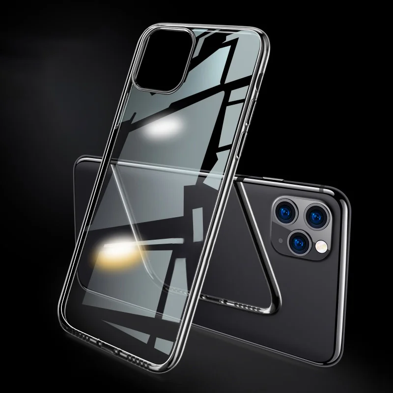 Для iPhone 11 Pro Max чехол из прозрачного закаленного стекла противоударный жесткий