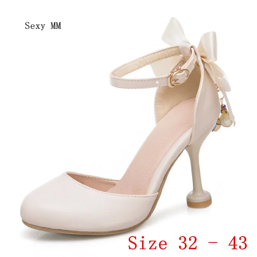 

Summer High Heels Women D'Orsay Pumps Low High Heel Shoes Stiletto Woman Wedding Shoes Small Plus Size 32 33 - 40 41 42 43