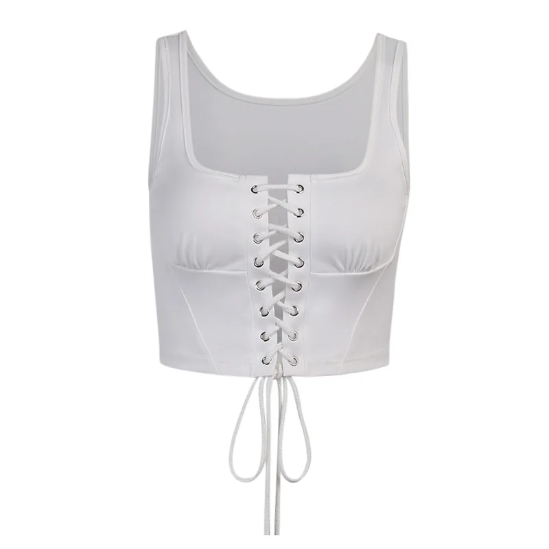 

Summer Women's Lace-up Top Sexy Street Slim Vest Bustier Unique Top HY21088