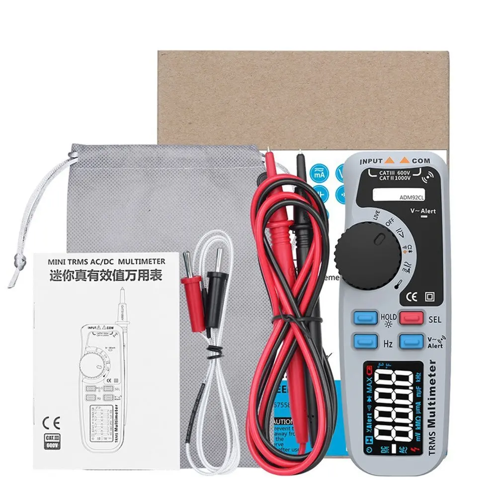 

Цифровой мультиметр BSIDE ADM92CL, 6000 отсчетов, тестер TRMS, тестер напряжения постоянного и переменного тока, тестер частоты Ом, V-Alert диодный измери...