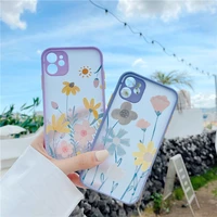flower camera protection shockproof bumper phone case for iphone 11 12 pro max xr xs max x 8 7 plus matte hard transparent cover
