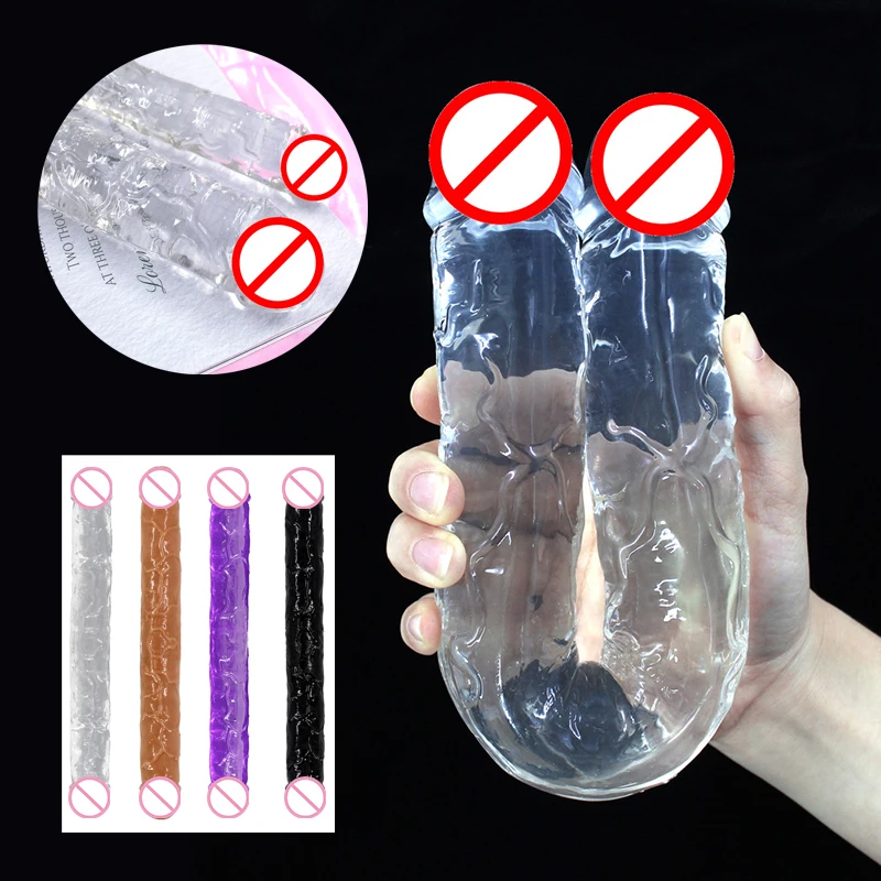 Фаллоимитатор с двойной головкой длинный Желейный реалистичный фаллоимитатор