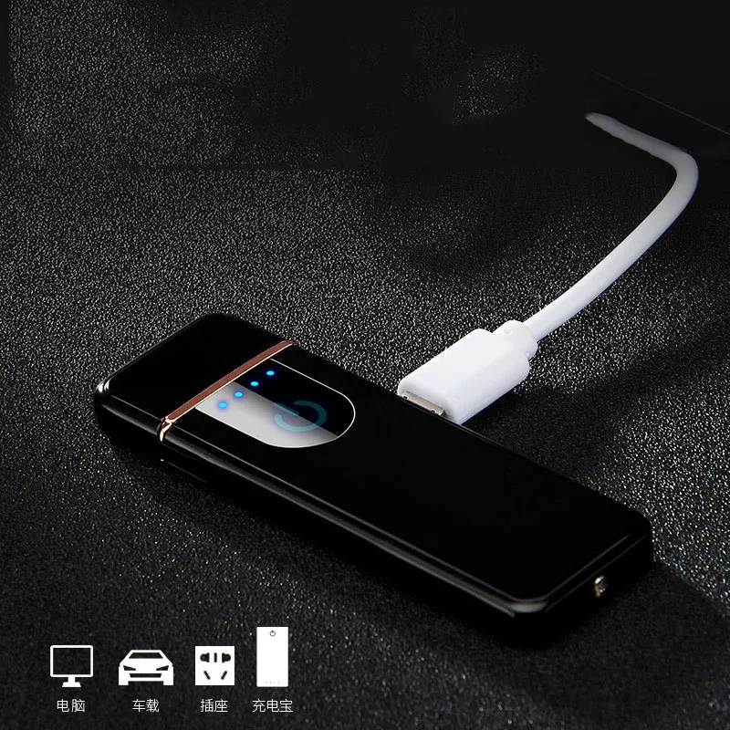 

USB Lighter Touch Induction Ultra-Thin Mini Charging Creative Lighter Windproof Rechargeable Electronic Metal Cigarette Lighter